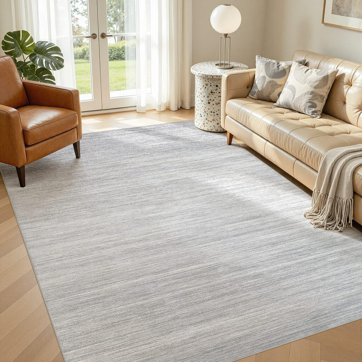 8x10 Area Rugs Living Room Abstract Washable Rug, Gold Brown
