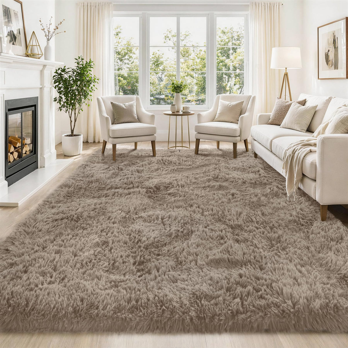 Tosuoka 8x10 Area Rugs for Living Room Bedroom, Black Rug Soft Fluffy Shag