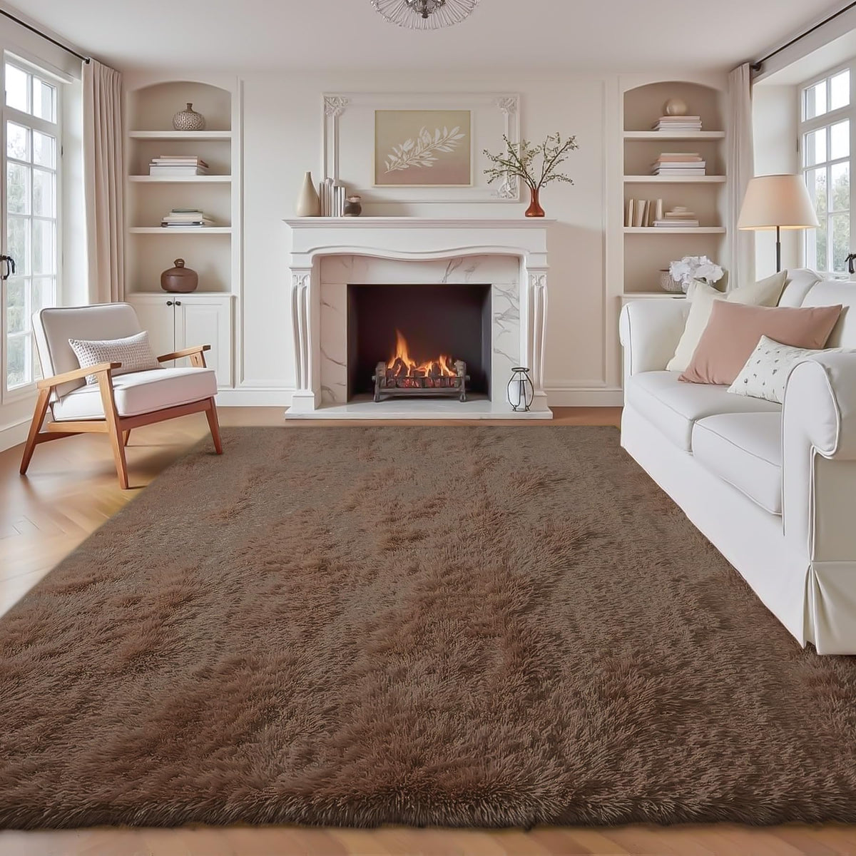 8x10 Area Rugs for Living Room: Fluffy Shag Soft Washable Rug Large Fuzzy Plush Indoor Carpet for Bedroom Nursery Playroom Kids Girls Boys Room (Black, 8'x10')