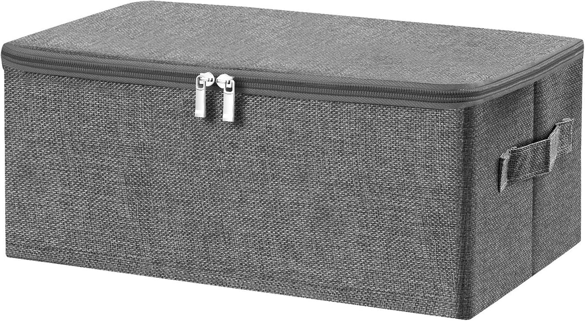 ANMINY Fabric Storage Bins with Zipper Lids, 15"x10"x6", Gray, 1 PCS