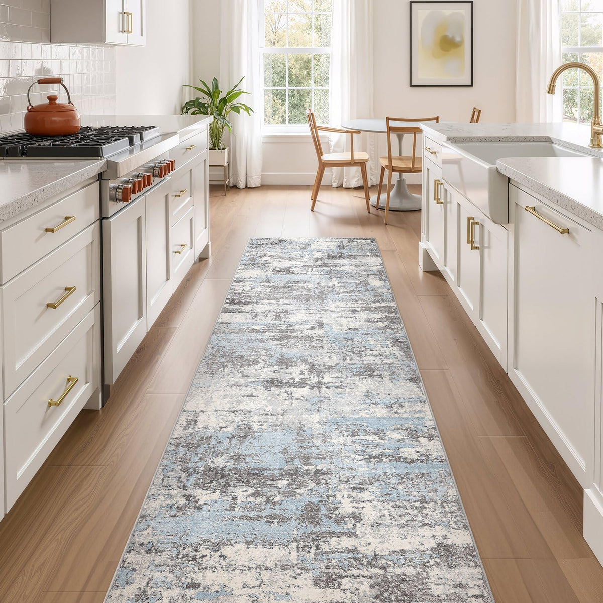 8x10 Area Rugs Living Room Abstract Washable Rug, Gold Brown