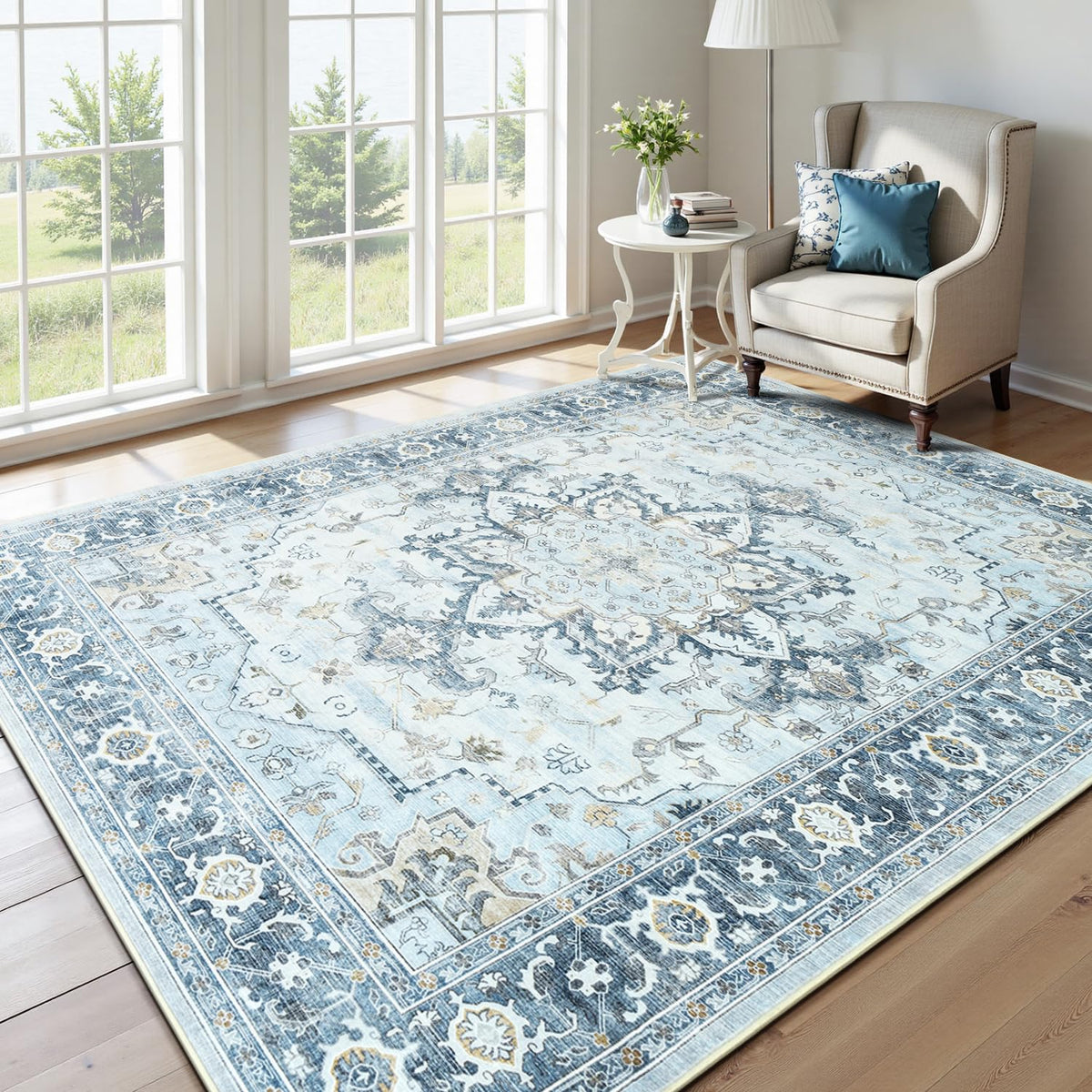 Lofus 8x10 Area Rugs for Living Room Bedroom, Soft Boho Carpet Floral Brown