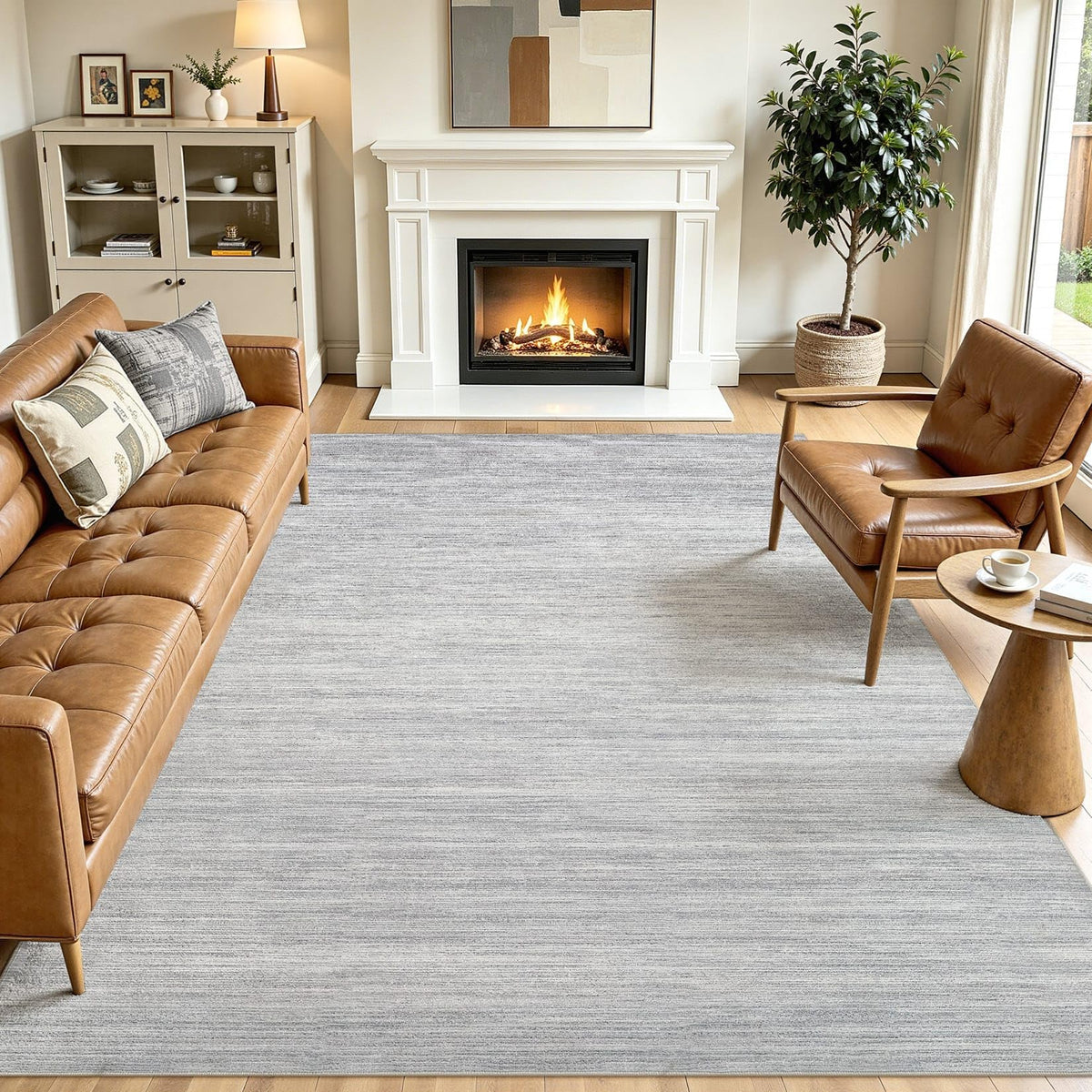 8x10 Area Rugs Living Room Abstract Washable Rug, Gold Brown