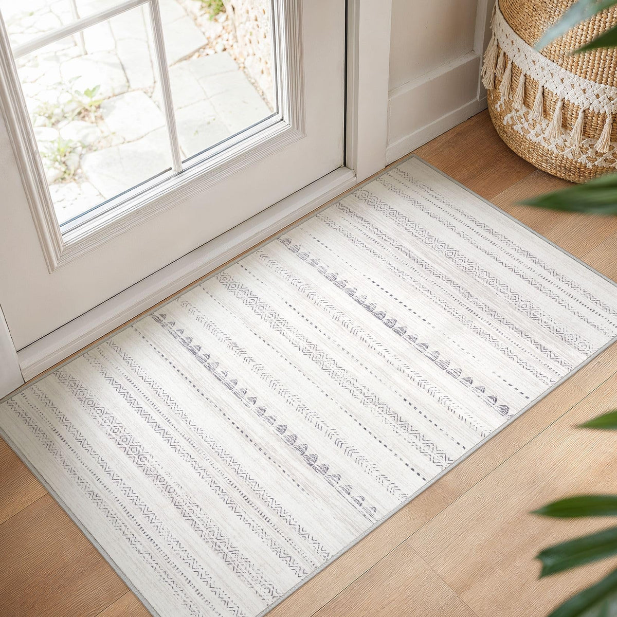 Nakagishi 10X14 Area Rugs for Living Room: Washable Modern Abstract Rug with Non-Slip Silicone Backing Low Pile Soft Carpet for Bedroom & Dining Decor Ideal for Families with Kids and Pets-Brown