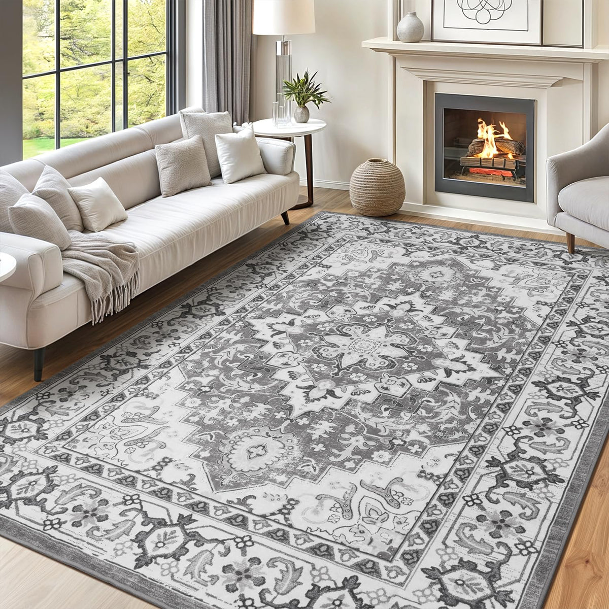 Lofus 8x10 Area Rugs for Living Room Bedroom, Soft Boho Carpet Floral Brown