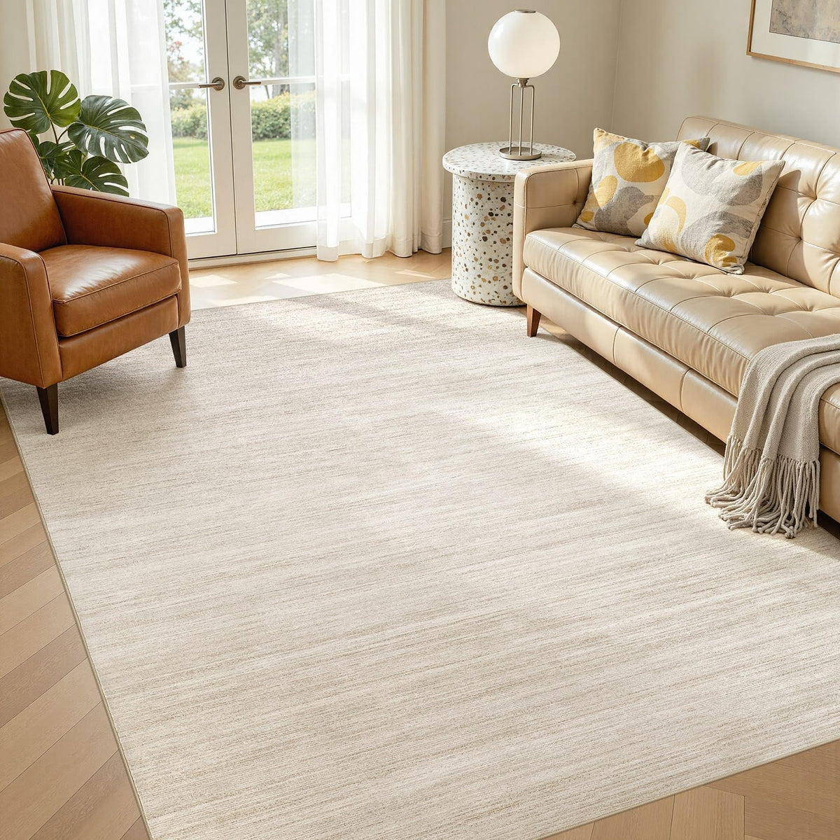8x10 Area Rugs Living Room Abstract Washable Rug, Gold Brown