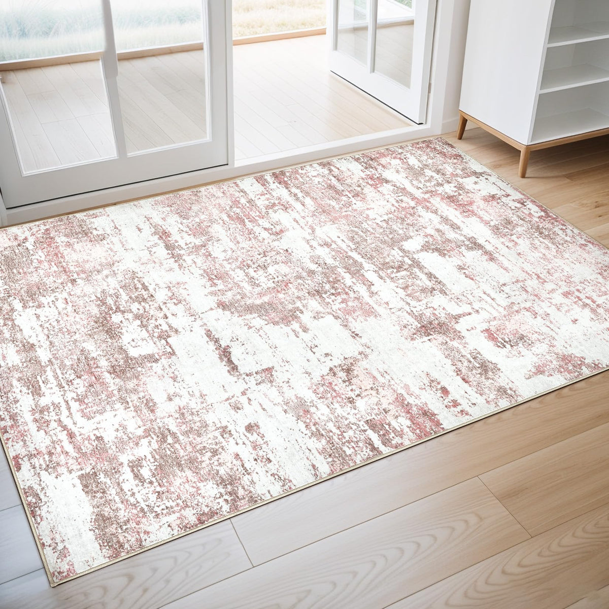 8x10 Area Rugs Living Room Abstract Washable Rug, Gold Brown