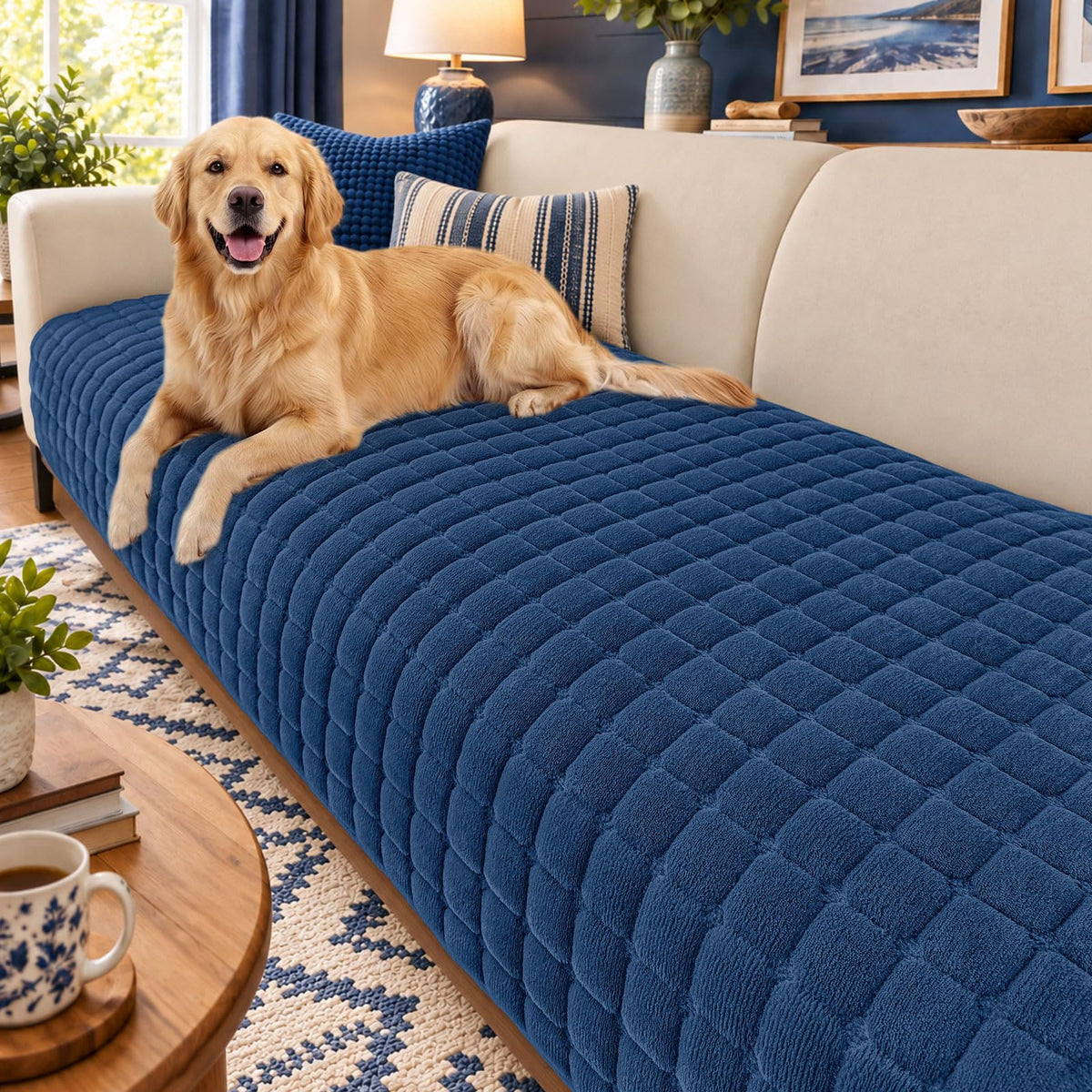 Smiry Velvet Couch Cover for Dogs, Non Slip Soft Sofa Protector for Pets
