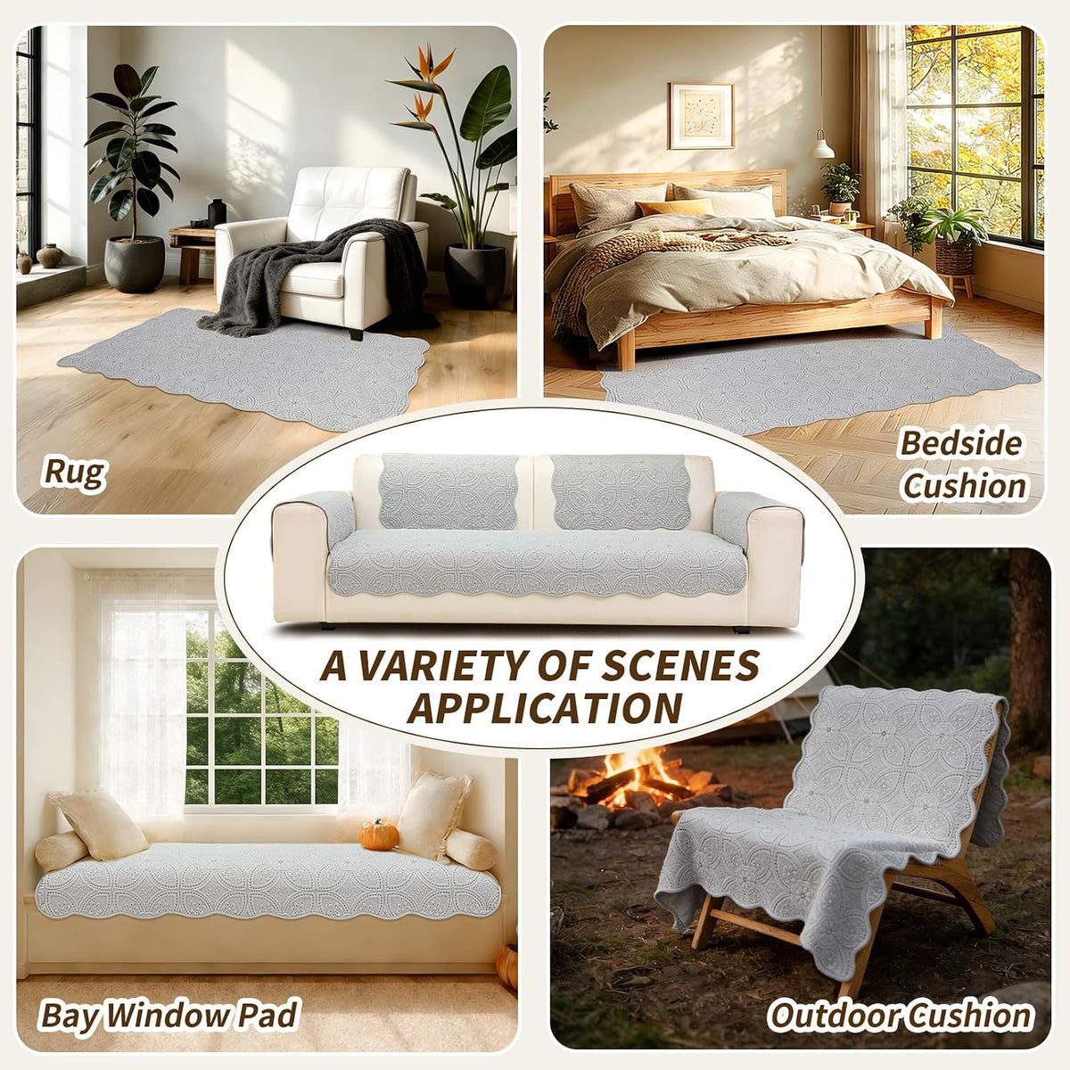 Floral Pattern Non-Slip Quilted Sectional Couch Covers Washable