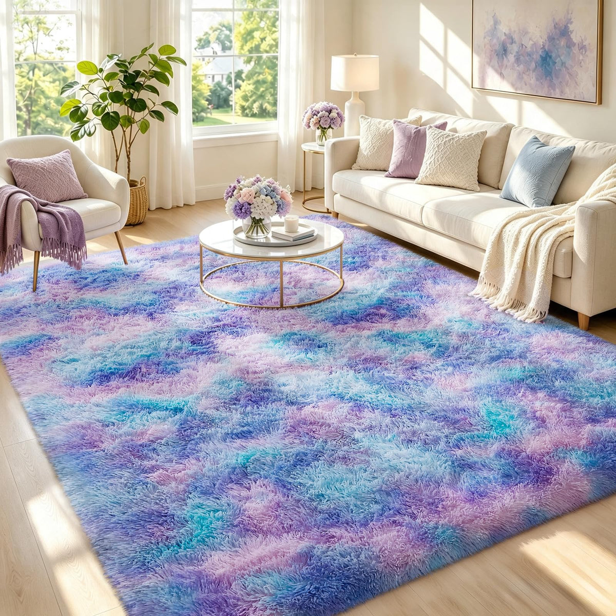 Ophanie Area Rugs 9x12 Living Room, Large Grey Bedroom Carpet, Big Shag Indoor Thick Soft Nursery Rug, Gray Fluffy Carpets for Boy and Girls Room Dorm Home Decor Aesthetic