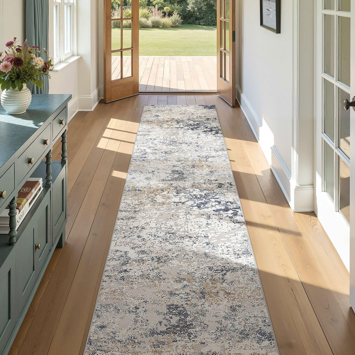DMOYEST Area Rug Living Room Rugs 9x12 Washable Abstract Grey Carpet