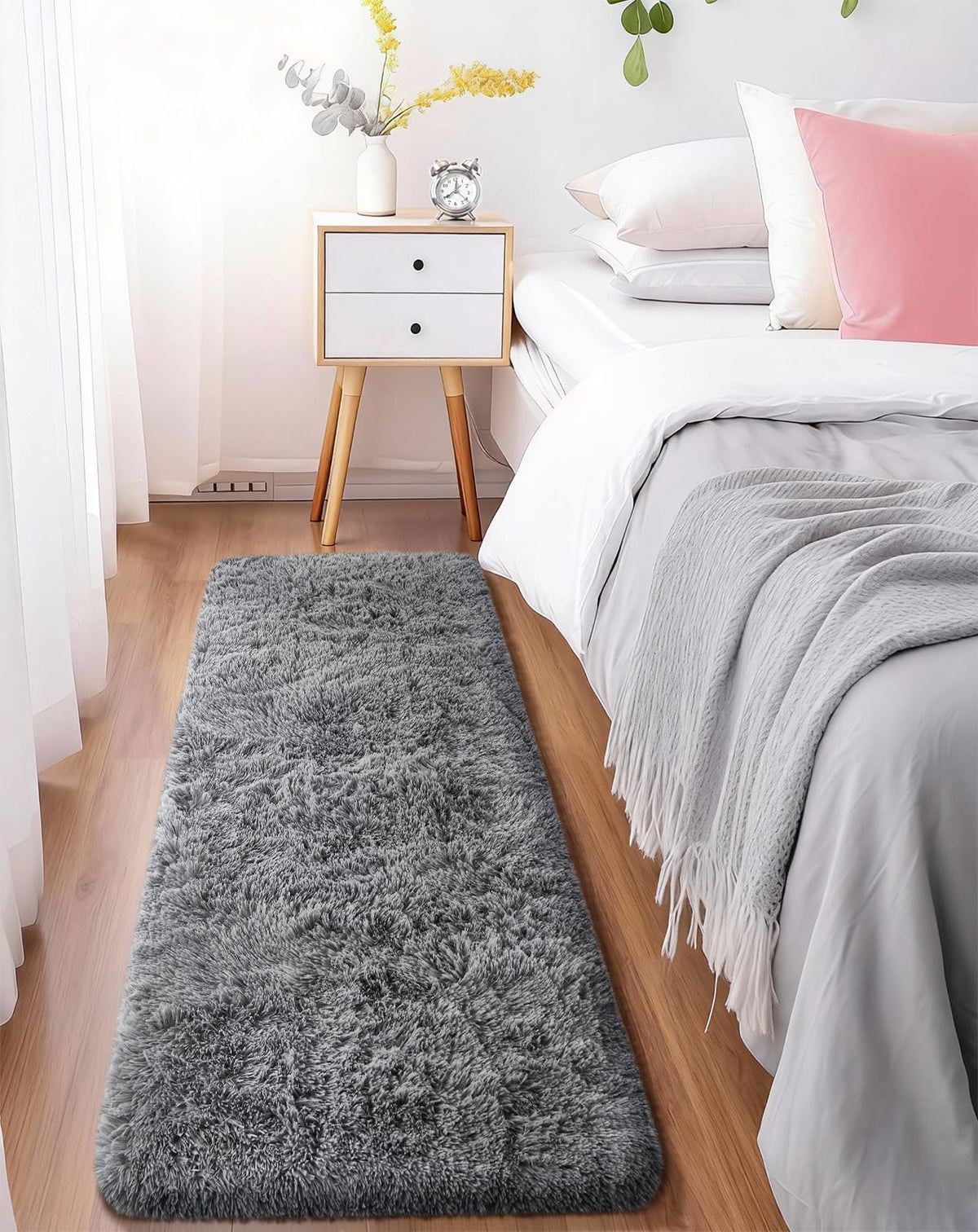 Ophanie Area Rugs 9x12 Living Room, Large Grey Bedroom Carpet, Big Shag Indoor Thick Soft Nursery Rug, Gray Fluffy Carpets for Boy and Girls Room Dorm Home Decor Aesthetic