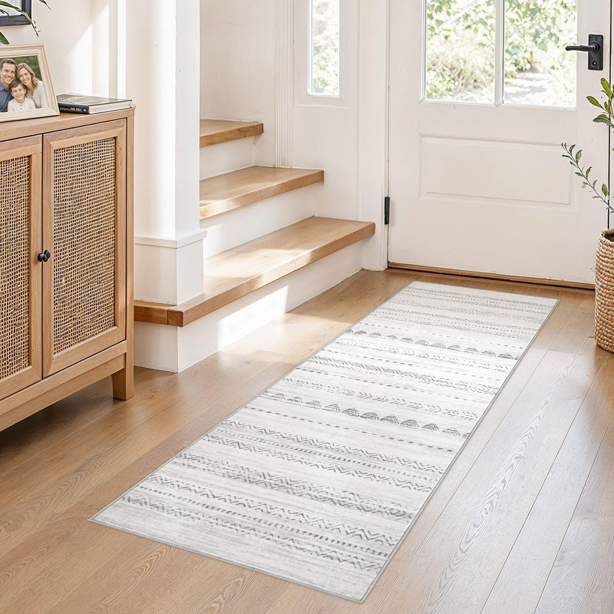 Nakagishi 10X14 Area Rugs for Living Room: Washable Modern Abstract Rug with Non-Slip Silicone Backing Low Pile Soft Carpet for Bedroom & Dining Decor Ideal for Families with Kids and Pets-Brown