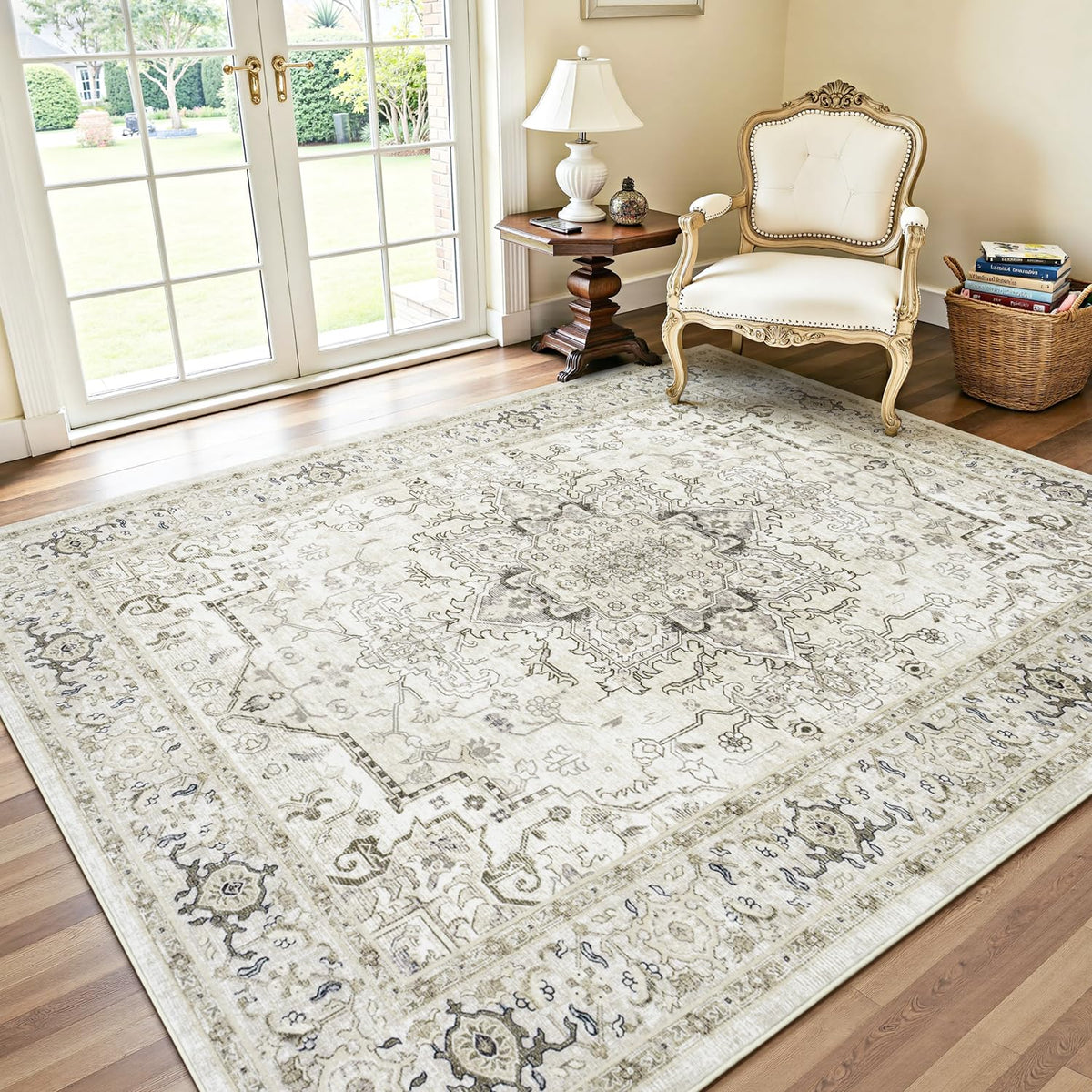 Lofus 8x10 Area Rugs for Living Room Bedroom, Soft Boho Carpet Floral Brown
