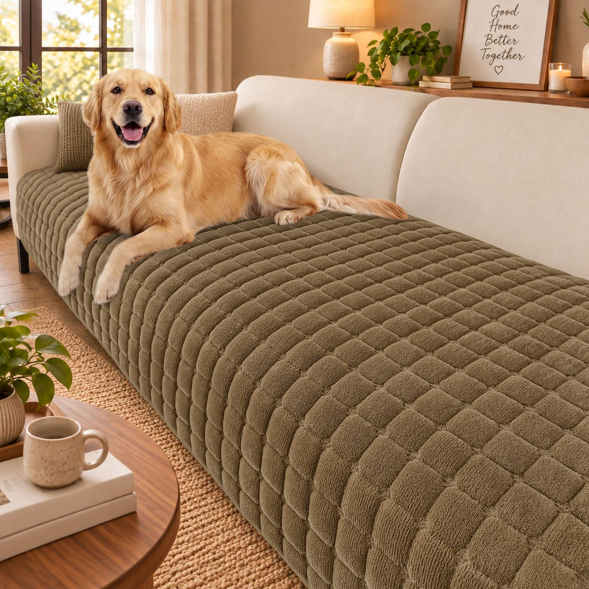 Smiry Velvet Couch Cover for Dogs, Non Slip Soft Sofa Protector for Pets