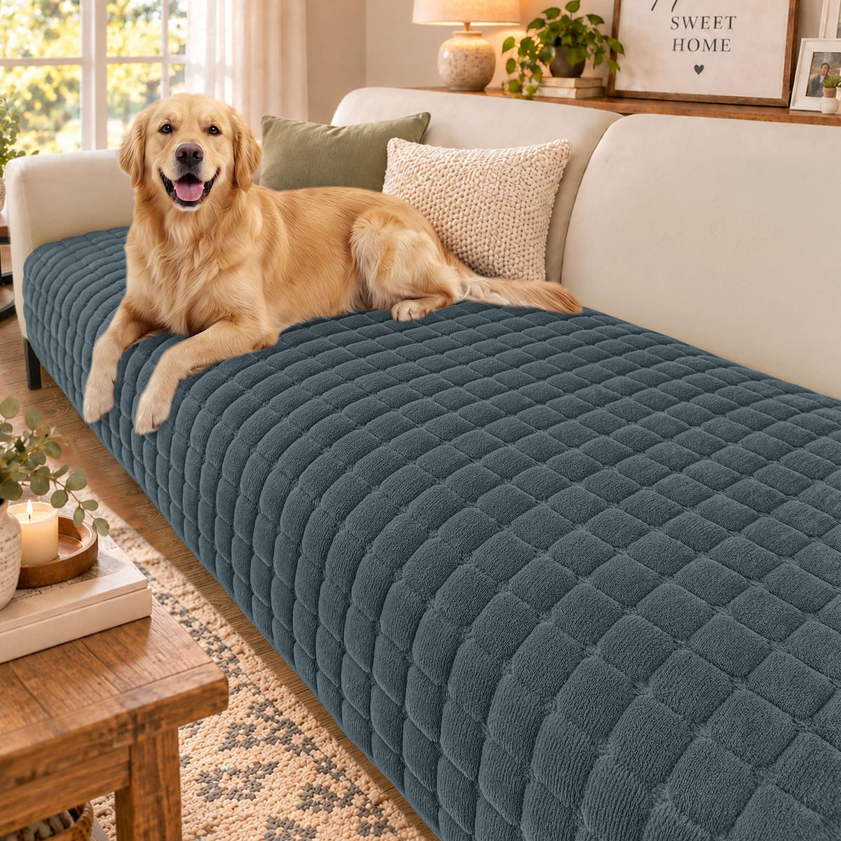 Smiry Velvet Couch Cover for Dogs, Non Slip Soft Sofa Protector for Pets