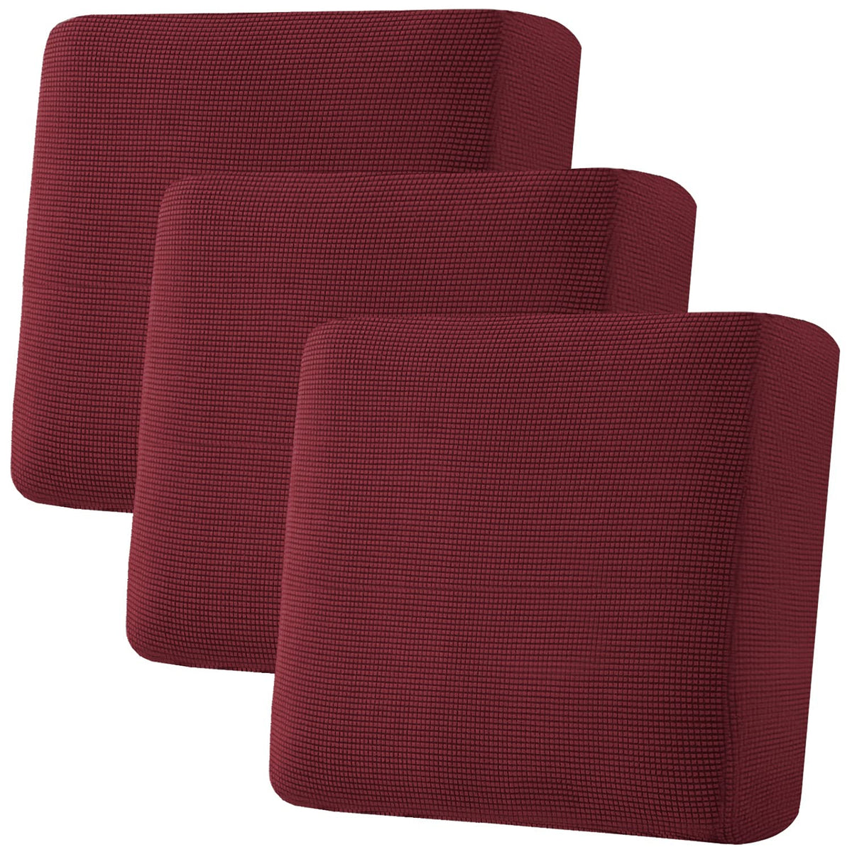H.VERSAILTEX Super Stretch Individual Seat Cushion Covers - Sofa & Couch Cushion Slipcover Sets - Thick Jacquard Textured Twill Fabric (3 Piece, Island Fossi)