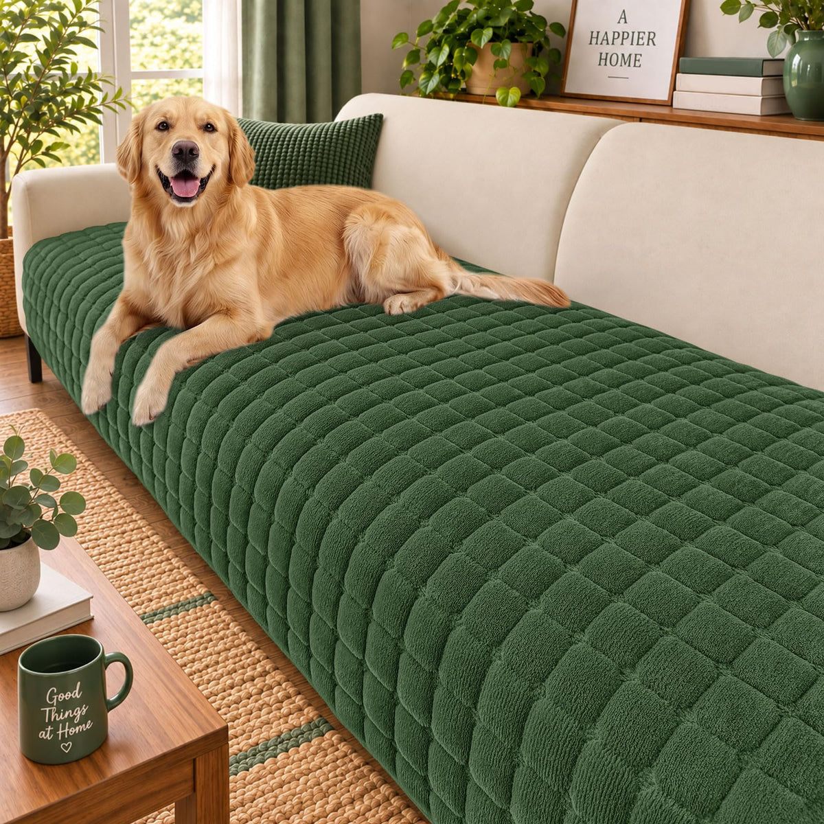 Smiry Velvet Couch Cover for Dogs, Non Slip Soft Sofa Protector for Pets