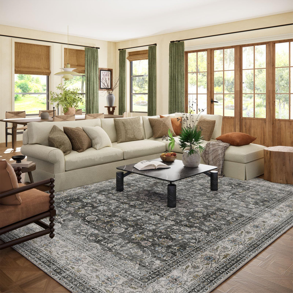 Area Rugs 9x12 Living Room: Washable Bedroom Rug Non Slip Large Boho Carpet
