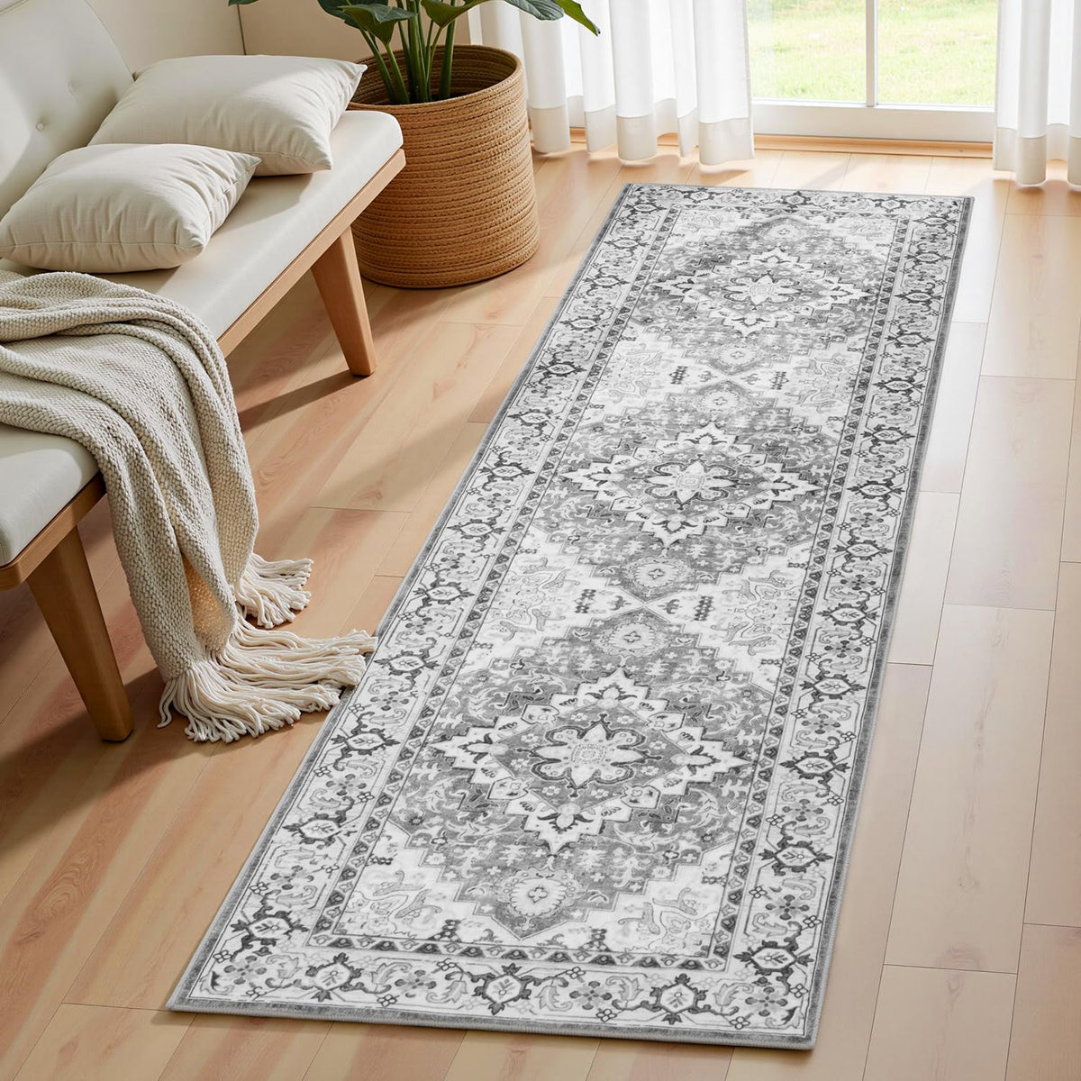 Lofus 8x10 Area Rugs for Living Room Bedroom, Soft Boho Carpet Floral Brown