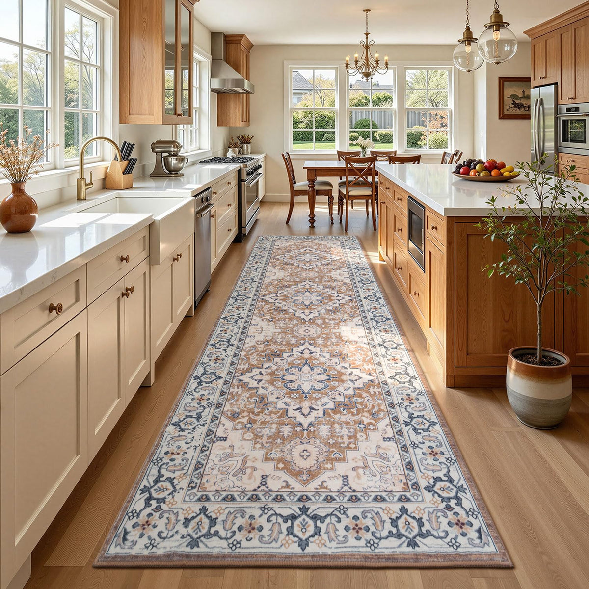 Lofus 8x10 Area Rugs for Living Room Bedroom, Soft Boho Carpet Floral Brown