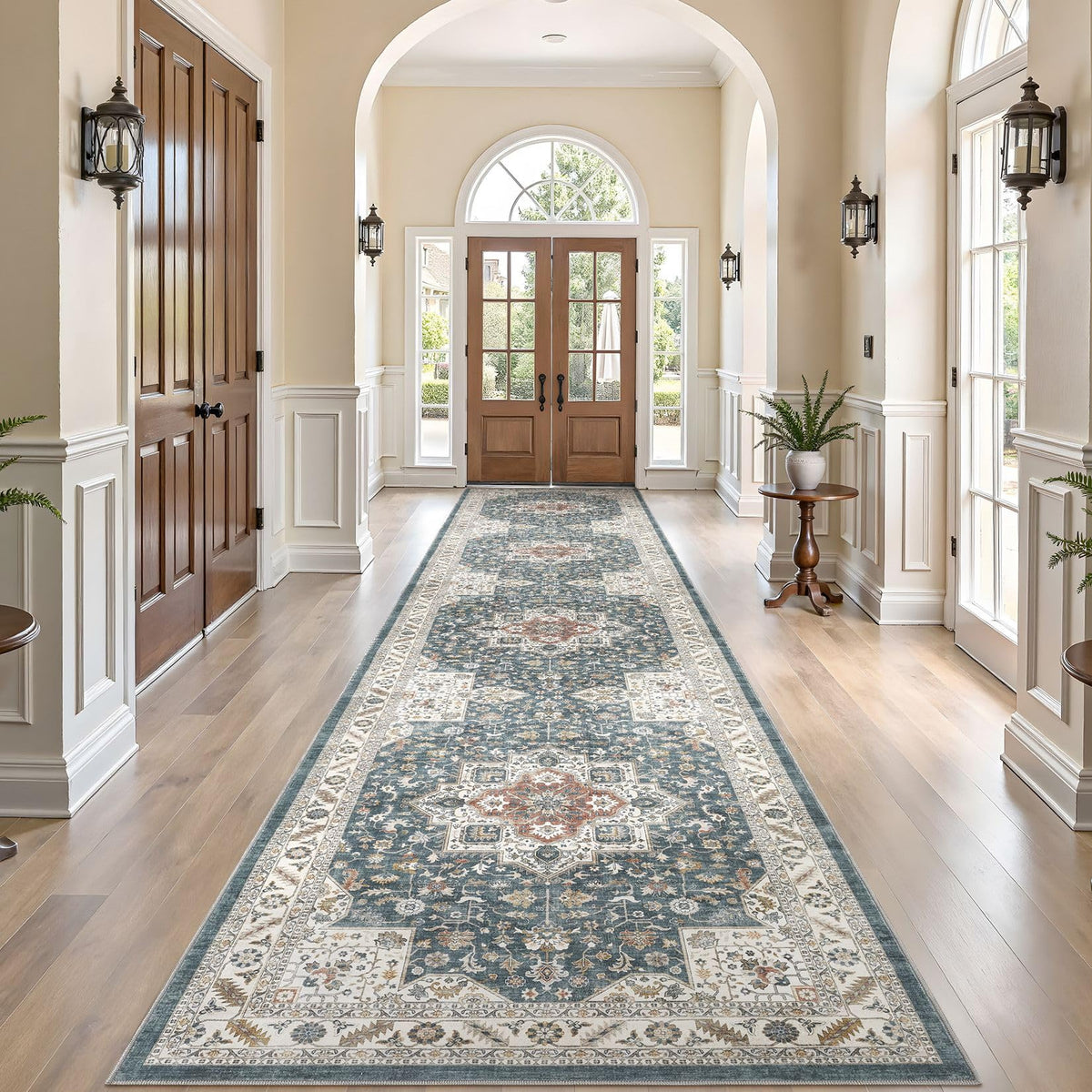 cotiled 9x12 Area Rug for Living Room, Washable, Traditional, Beige