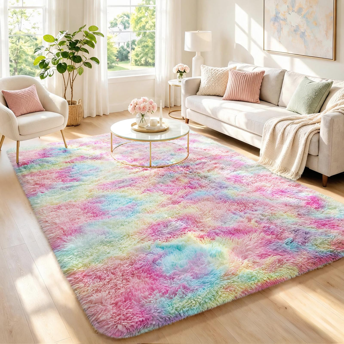 Ophanie Area Rugs 9x12 Living Room, Large Grey Bedroom Carpet, Big Shag Indoor Thick Soft Nursery Rug, Gray Fluffy Carpets for Boy and Girls Room Dorm Home Decor Aesthetic