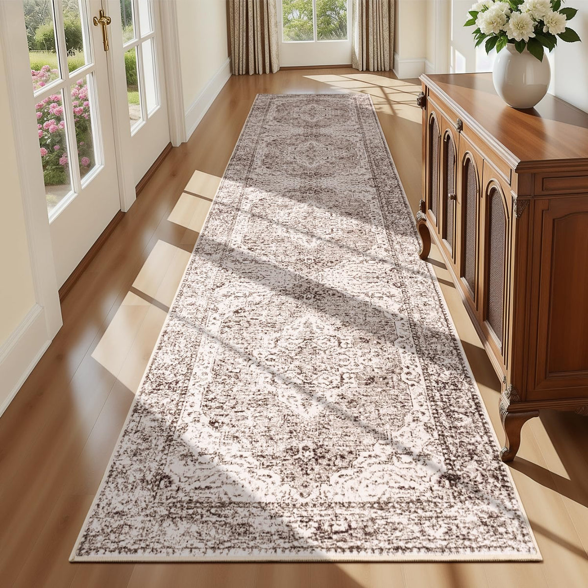 Lofus 8x10 Area Rugs for Living Room Bedroom, Soft Boho Carpet Floral Brown