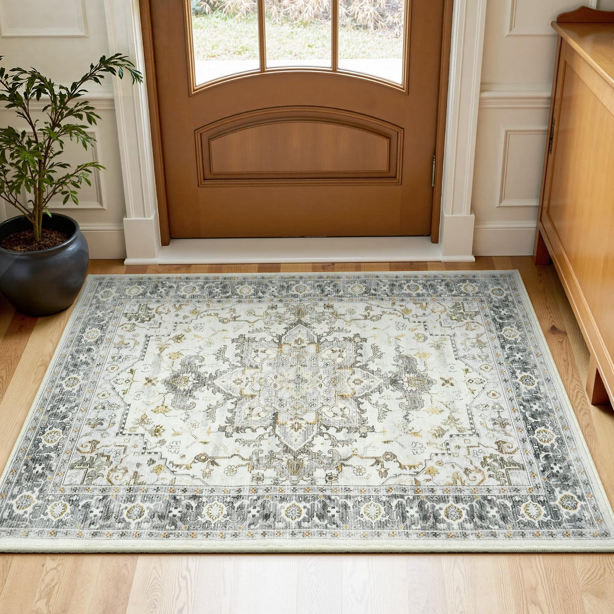 Lofus 8x10 Area Rugs for Living Room Bedroom, Soft Boho Carpet Floral Brown
