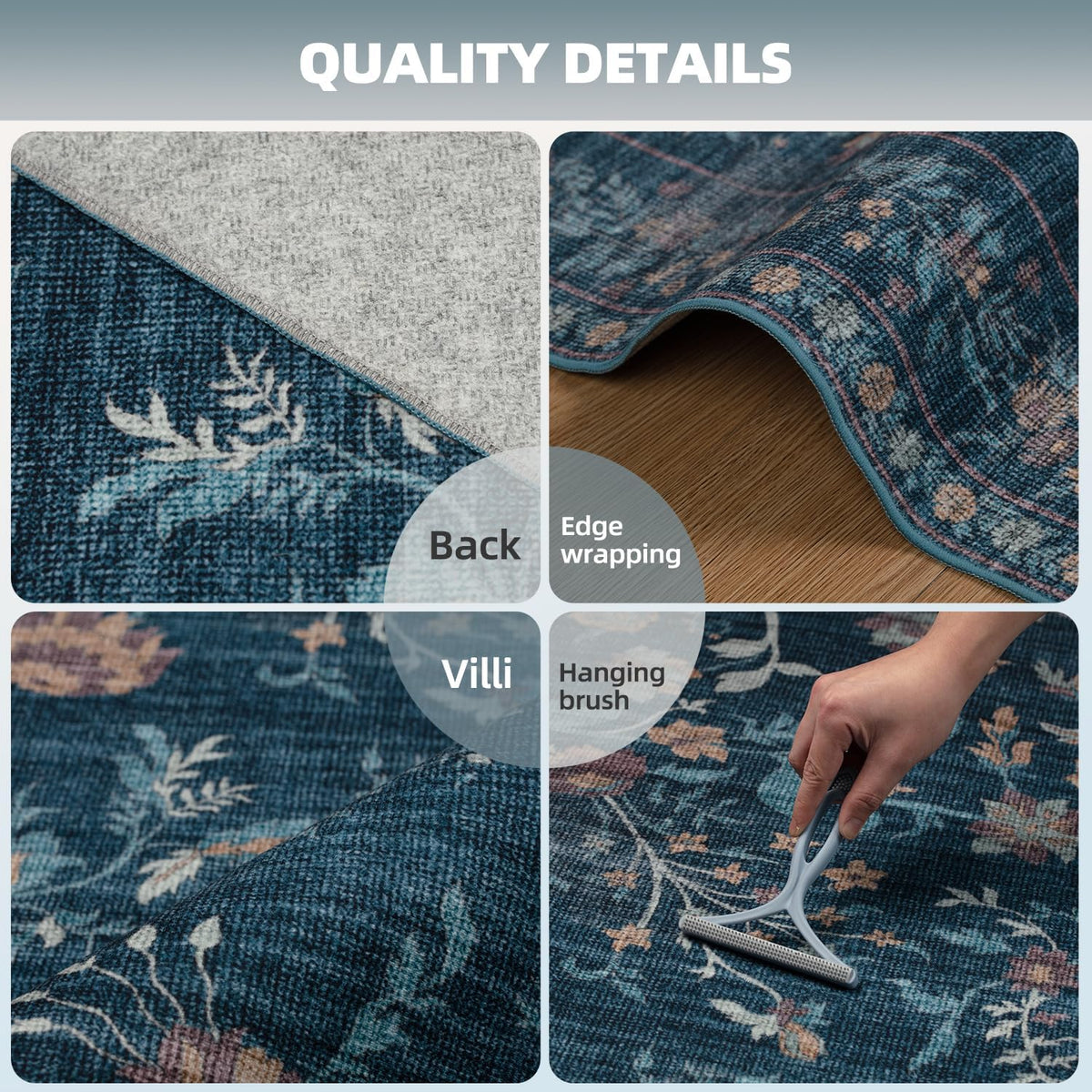 Washable Rugs 8x10 Area Rugs for Living Room,Ultra Soft Faux Wool Retro Carpets,Non Slip Backing,Durable Edge Binding,Stain Resistant,The Large Carpet for Bed Room,Dining Room,Office Decor