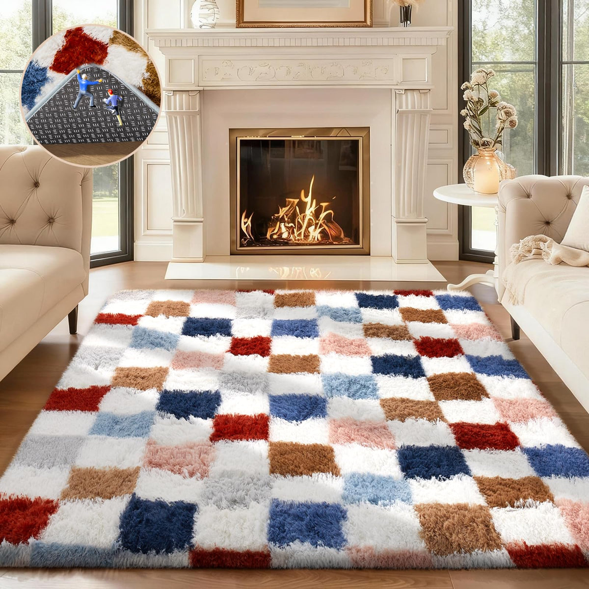 Ophanie Area Rugs 9x12 Living Room, Large Grey Bedroom Carpet, Big Shag Indoor Thick Soft Nursery Rug, Gray Fluffy Carpets for Boy and Girls Room Dorm Home Decor Aesthetic