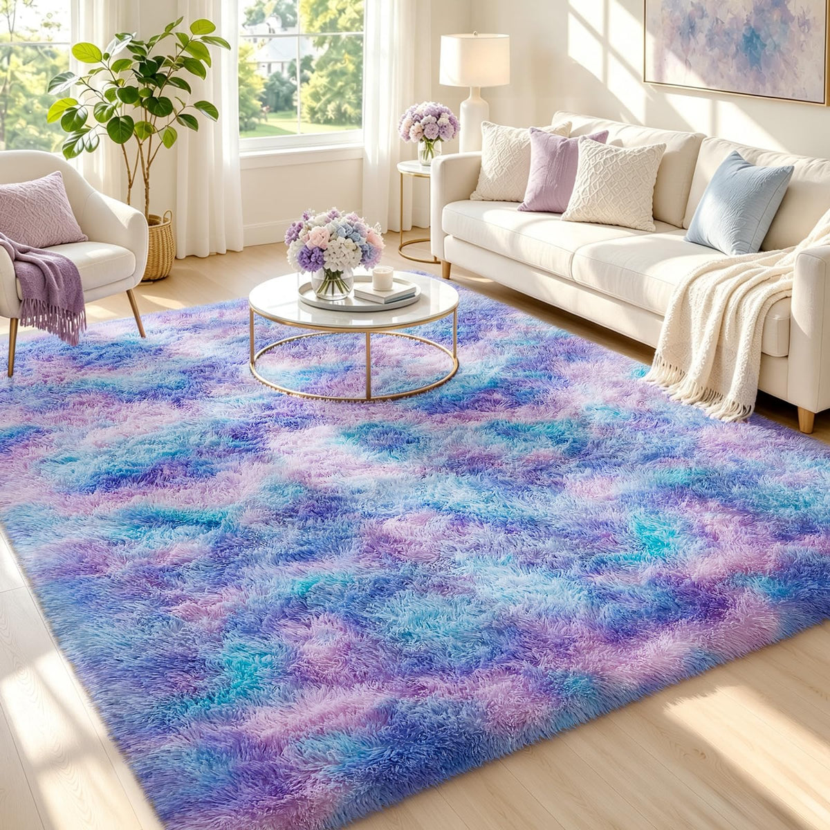 Ophanie Area Rugs 9x12 Living Room, Large Grey Bedroom Carpet, Big Shag Indoor Thick Soft Nursery Rug, Gray Fluffy Carpets for Boy and Girls Room Dorm Home Decor Aesthetic