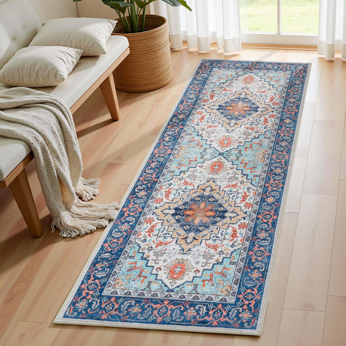 Lofus 8x10 Area Rugs for Living Room Bedroom, Soft Boho Carpet Floral Brown