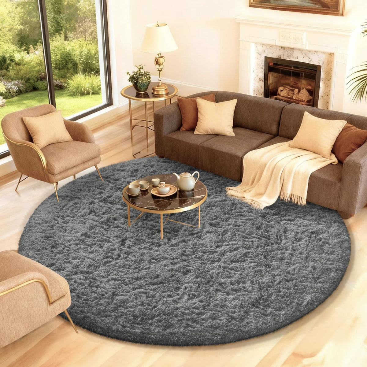 Ophanie Area Rugs 9x12 Living Room, Large Grey Bedroom Carpet, Big Shag Indoor Thick Soft Nursery Rug, Gray Fluffy Carpets for Boy and Girls Room Dorm Home Decor Aesthetic
