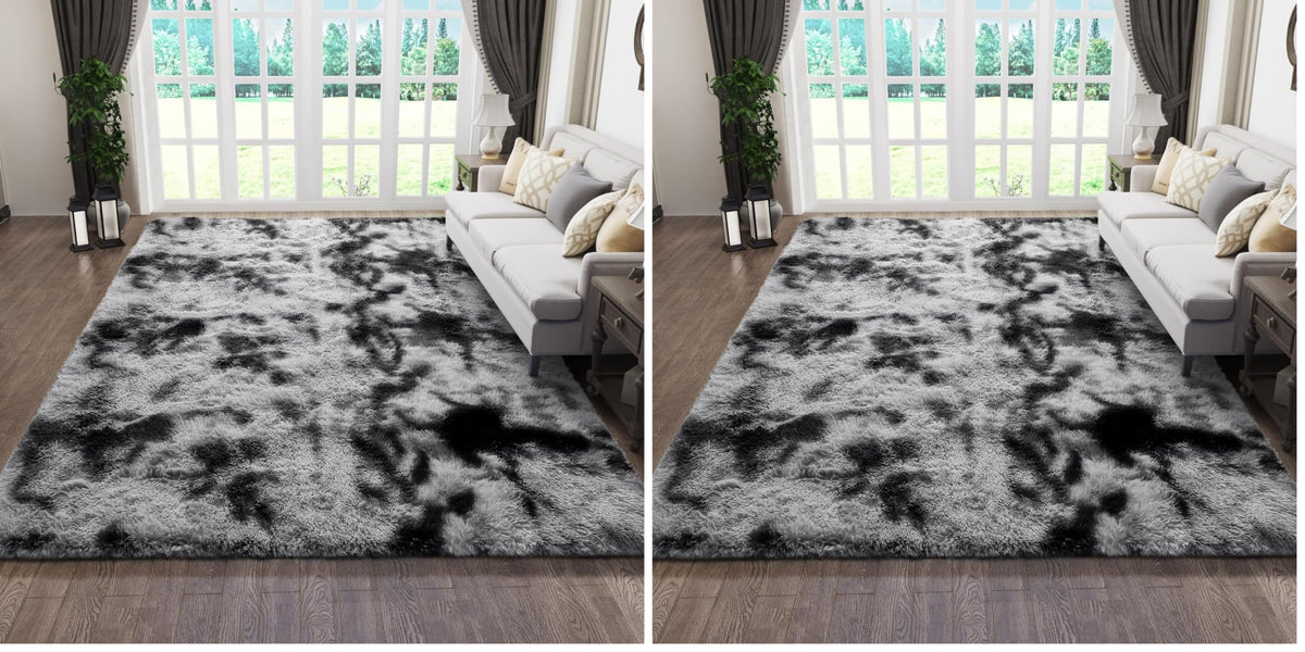 Ophanie Area Rugs 9x12 Living Room, Large Grey Bedroom Carpet, Big Shag Indoor Thick Soft Nursery Rug, Gray Fluffy Carpets for Boy and Girls Room Dorm Home Decor Aesthetic