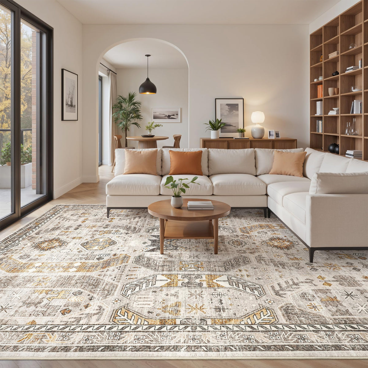 befbee 8x10 Area Rugs for Living Room, Washable Vintage Non Slip Rug