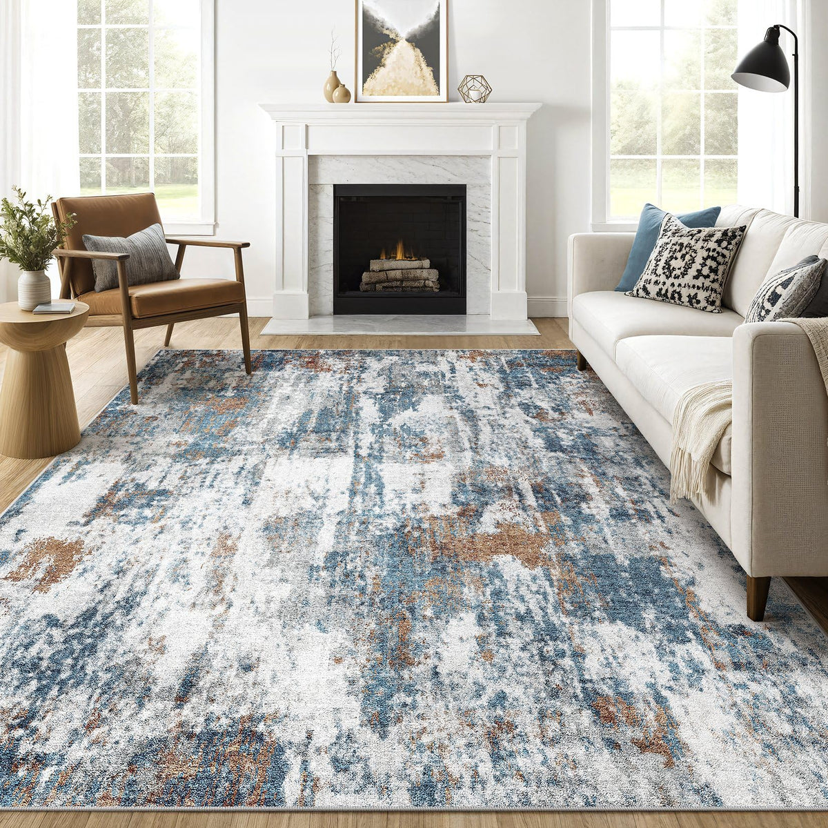 LOONGRUG 6x9 Area Rugs Washable Neutral Modern Abstract Living Room Rug