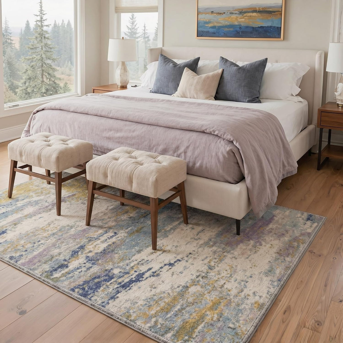 BEIMO 5X7 Area Rug for Living Room, Modern Abstract Washable Soft Non Slip