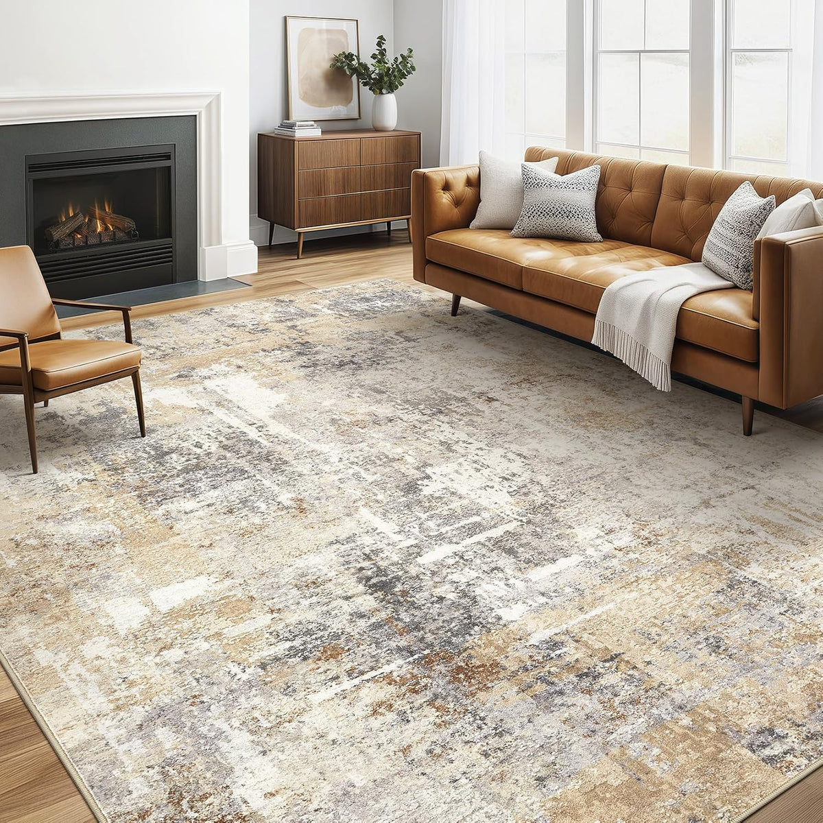 LOONGRUG 6x9 Area Rugs Washable Neutral Modern Abstract Living Room Rug