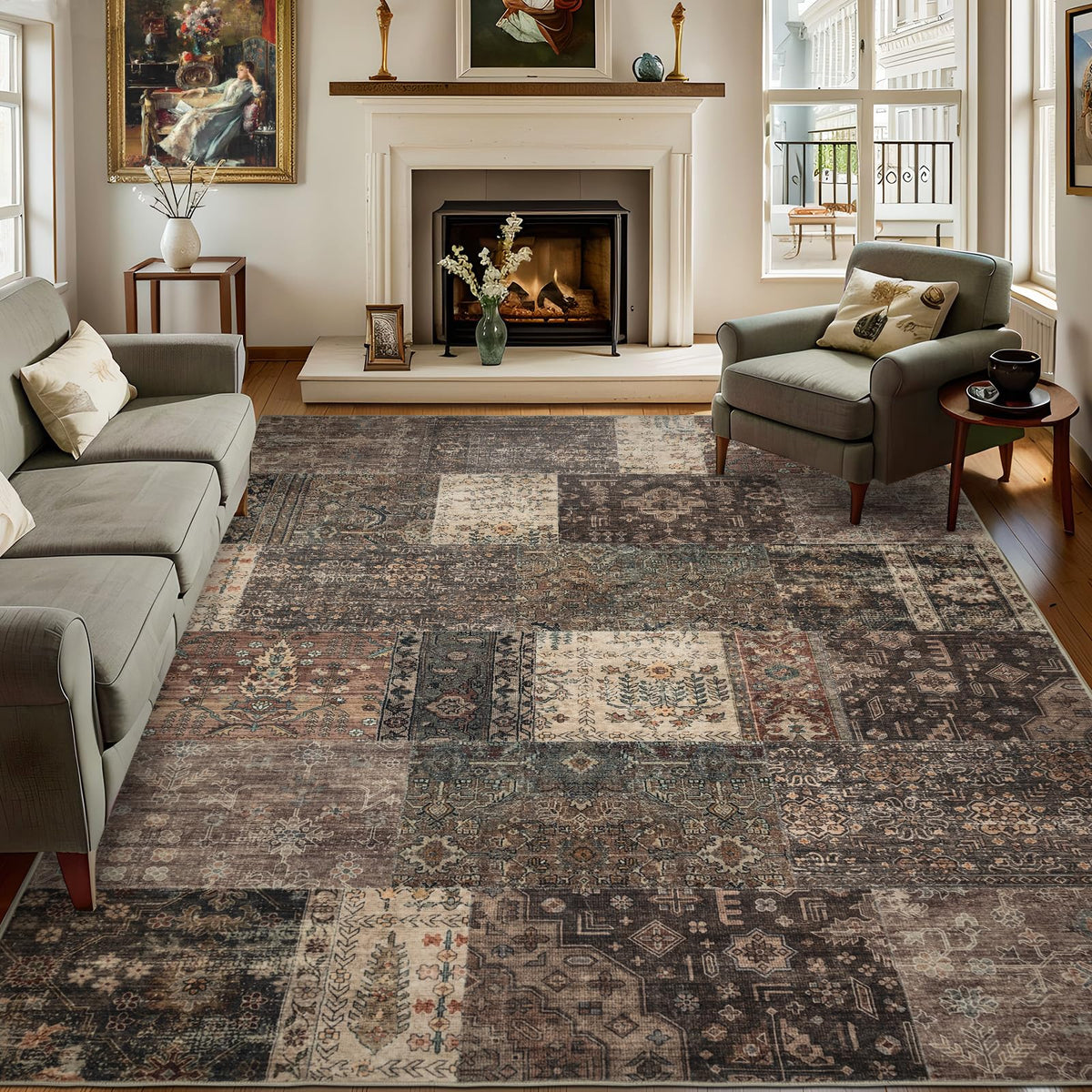 Washable 8×10 Area Rug for Living Room Grey