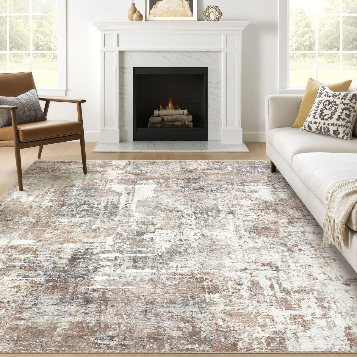 LOONGRUG 6x9 Area Rugs Washable Neutral Modern Abstract Living Room Rug
