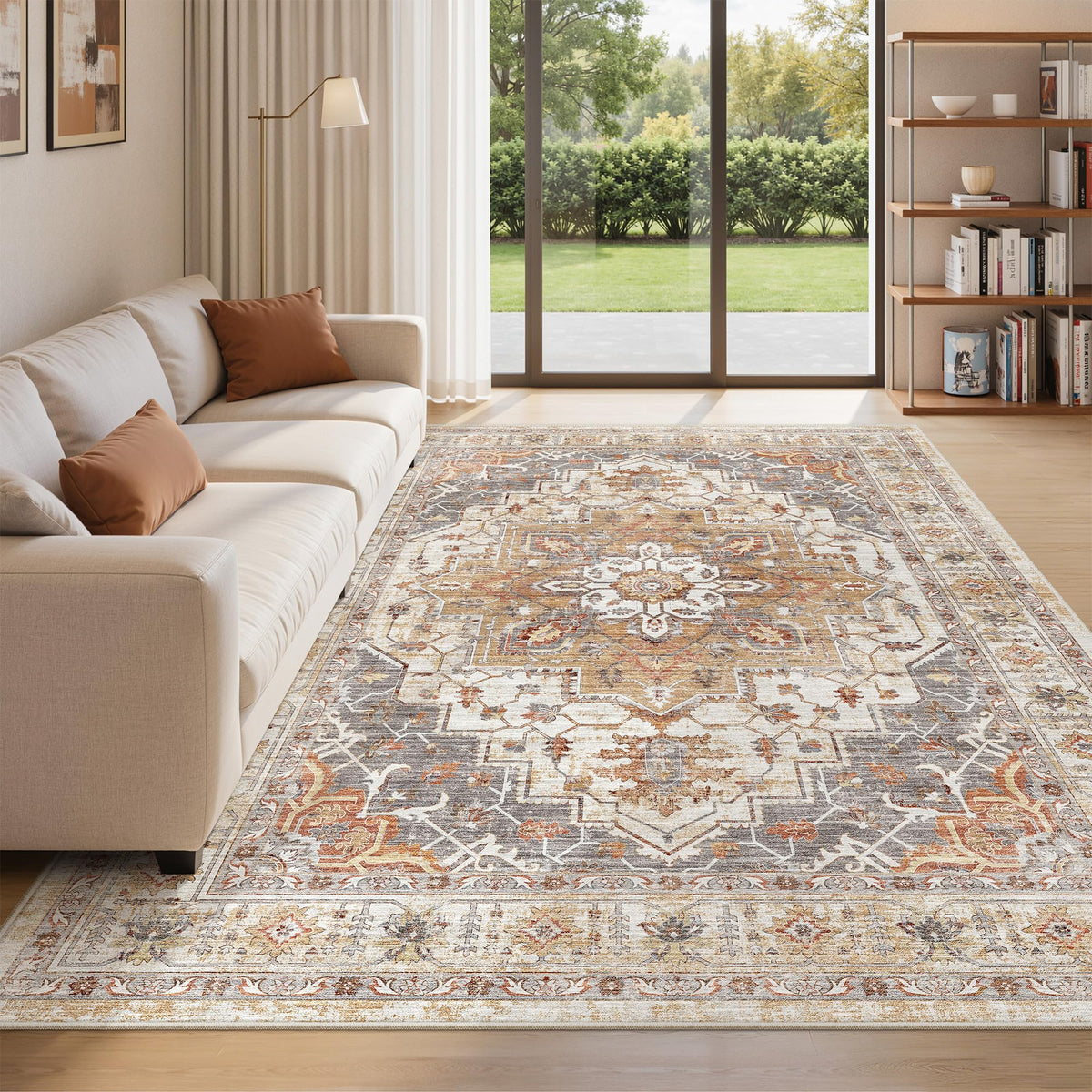 befbee 8x10 Area Rugs for Living Room, Washable Vintage Non Slip Rug