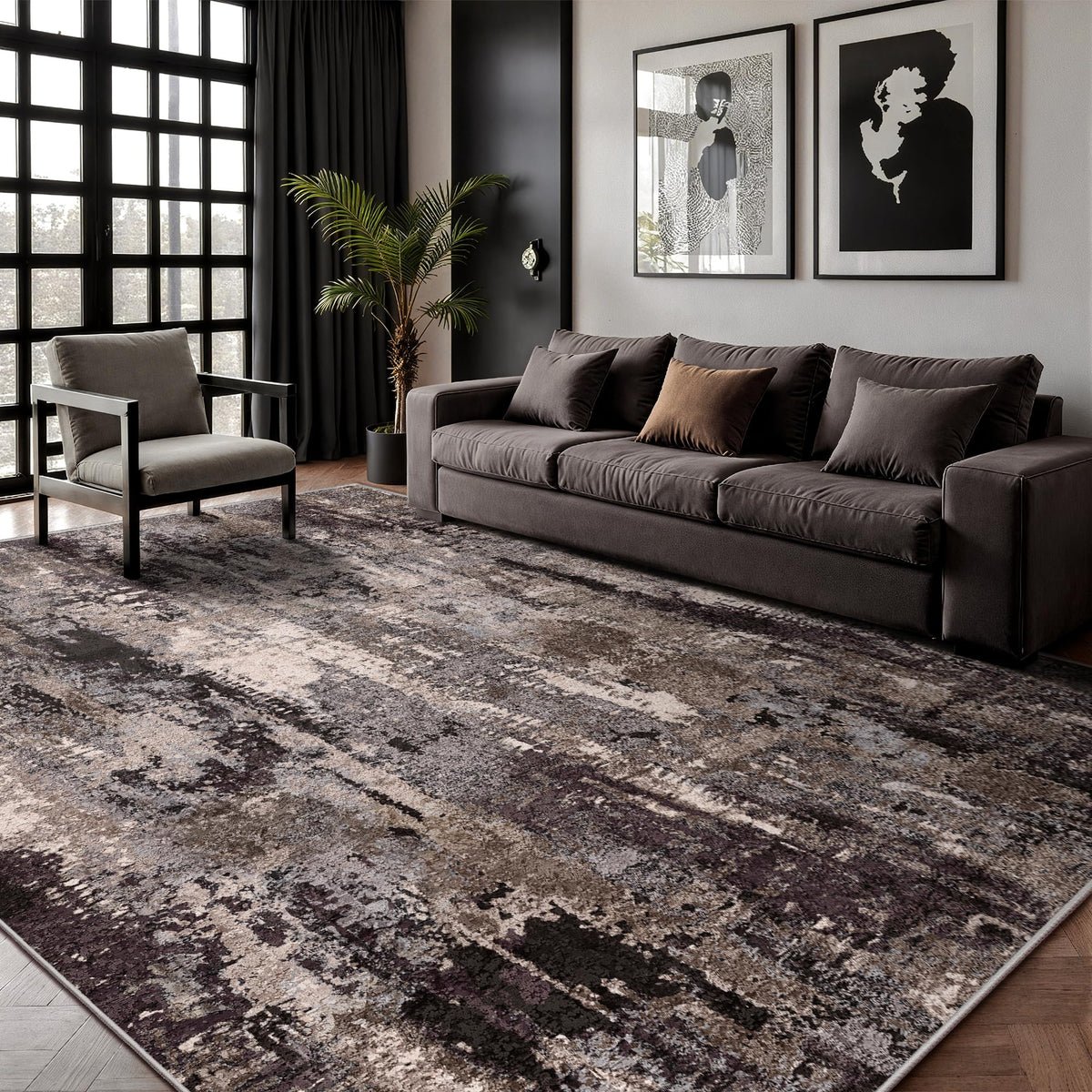 8x10 Area Rugs, Abstract Morden Soft Washable Rug, Non-Slip Low Pile Rugs for Living Room, Bedroom, Dining Room, Home, Office(Ocean Blue)