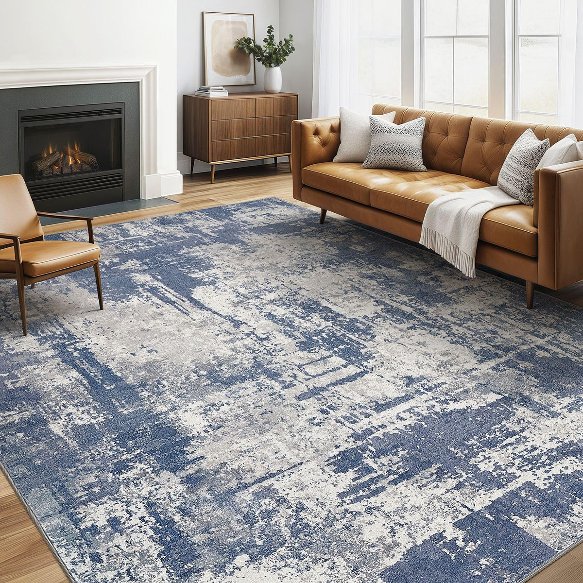 LOONGRUG 6x9 Area Rugs Washable Neutral Modern Abstract Living Room Rug