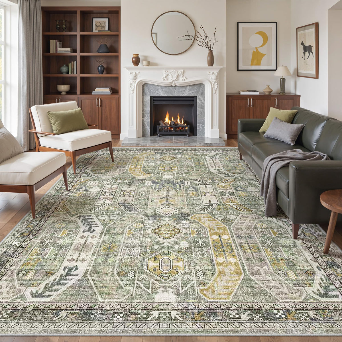 befbee 8x10 Area Rugs for Living Room, Washable Vintage Non Slip Rug