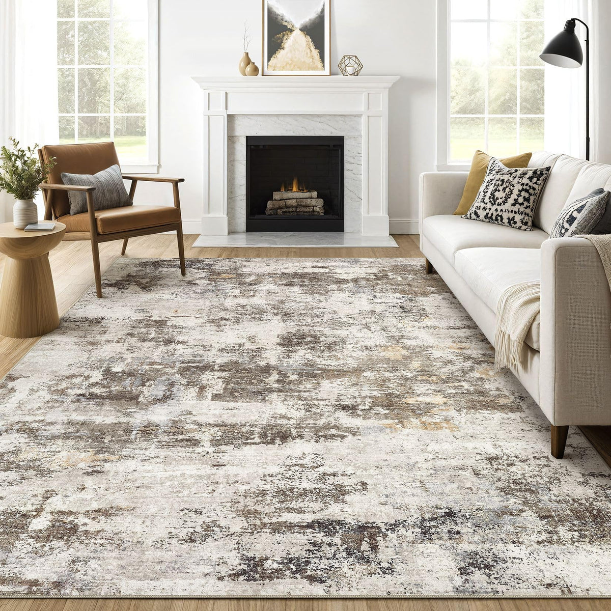 LOONGRUG 6x9 Area Rugs Washable Neutral Modern Abstract Living Room Rug