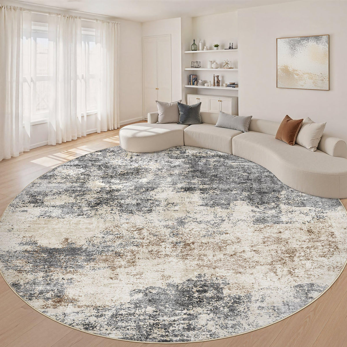 LOONGRUG 6x9 Area Rugs Washable Neutral Modern Abstract Living Room Rug