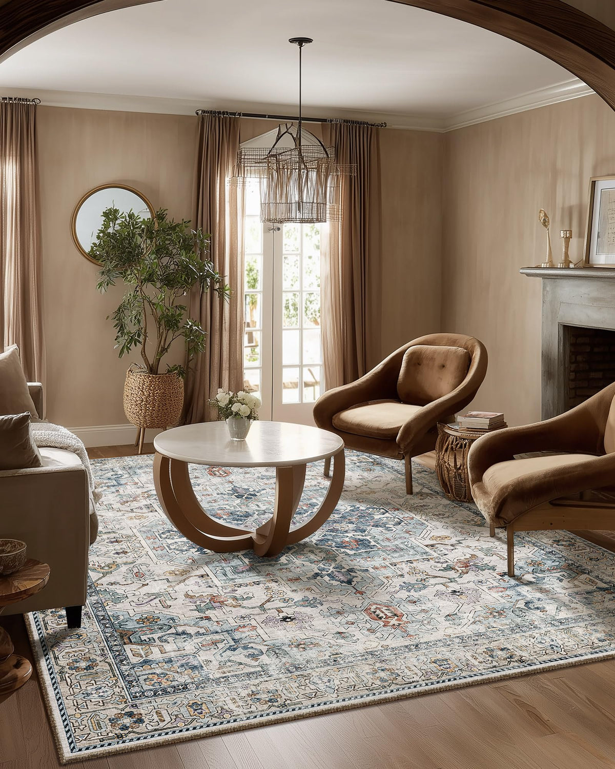 Area Rugs 9x12 Living Room: Washable Bedroom Rug Non Slip Large Boho Carpet