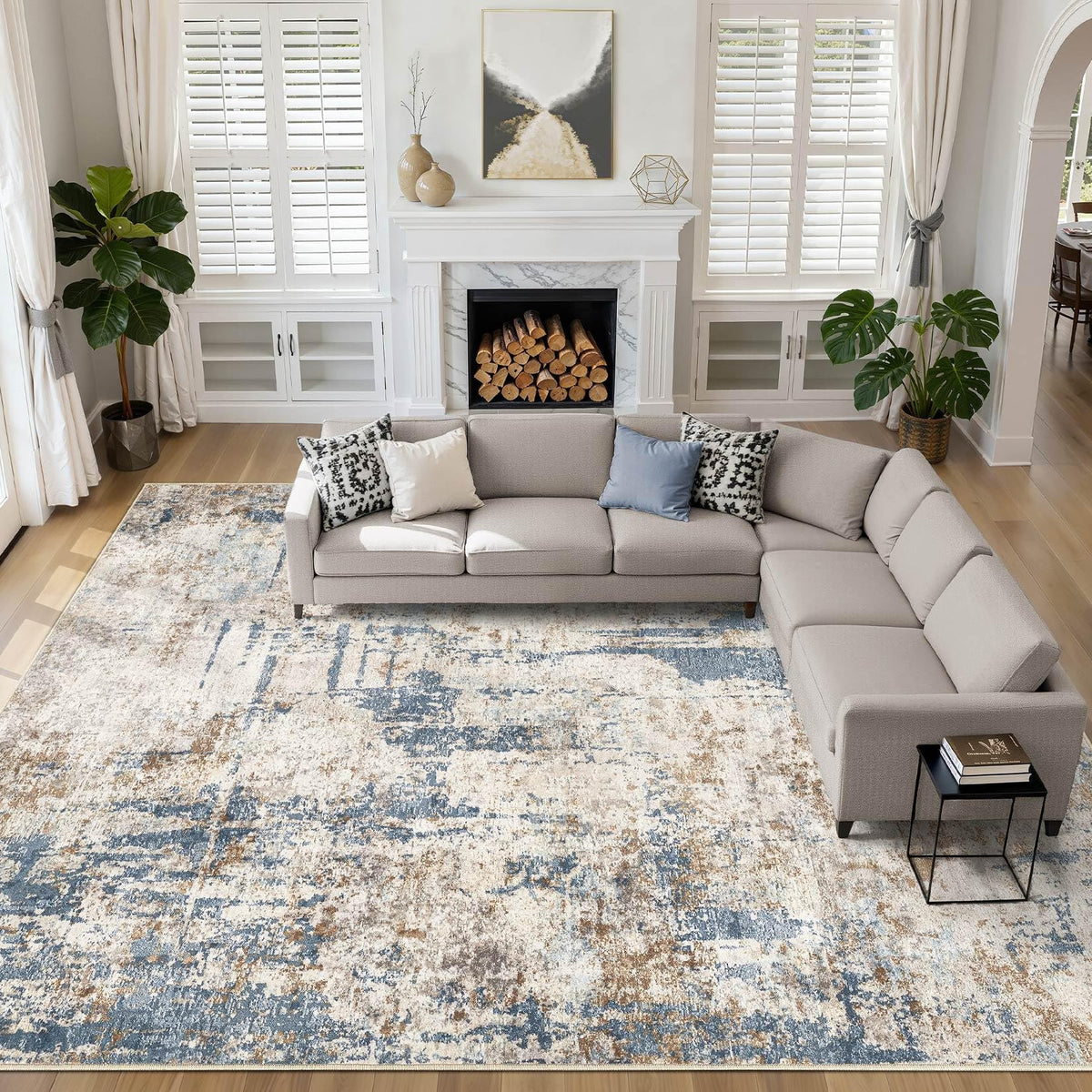 LOONGRUG 6x9 Area Rugs Washable Neutral Modern Abstract Living Room Rug