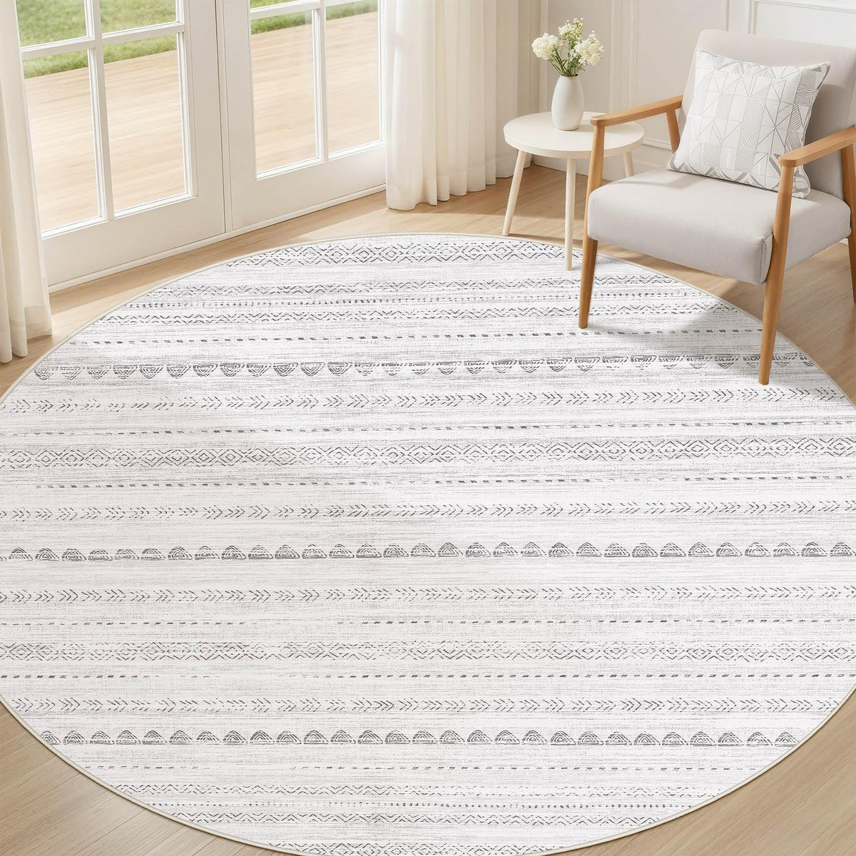 Nakagishi 10X14 Area Rugs for Living Room: Washable Modern Abstract Rug with Non-Slip Silicone Backing Low Pile Soft Carpet for Bedroom & Dining Decor Ideal for Families with Kids and Pets-Brown
